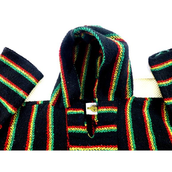 Earth Ragz Baja Hoodie XXL Rasta Striped Black Cotton Blend Pullover Kangaroo Po - Picture 4 of 11